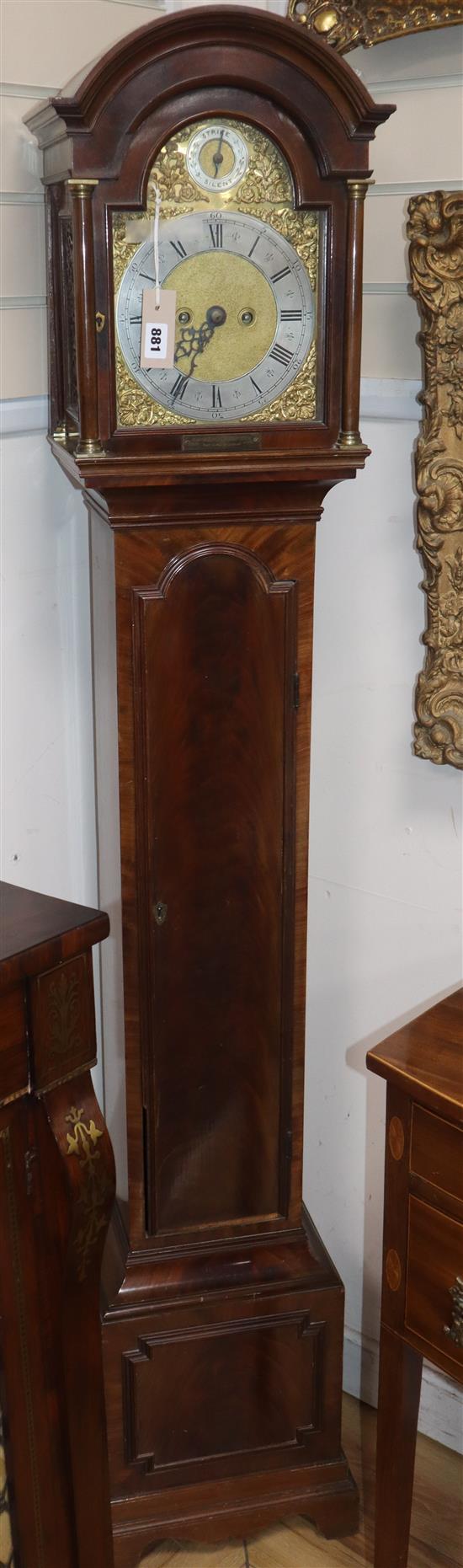 A Georgian style mahogany grandmother clock, striking on gong H.170cm